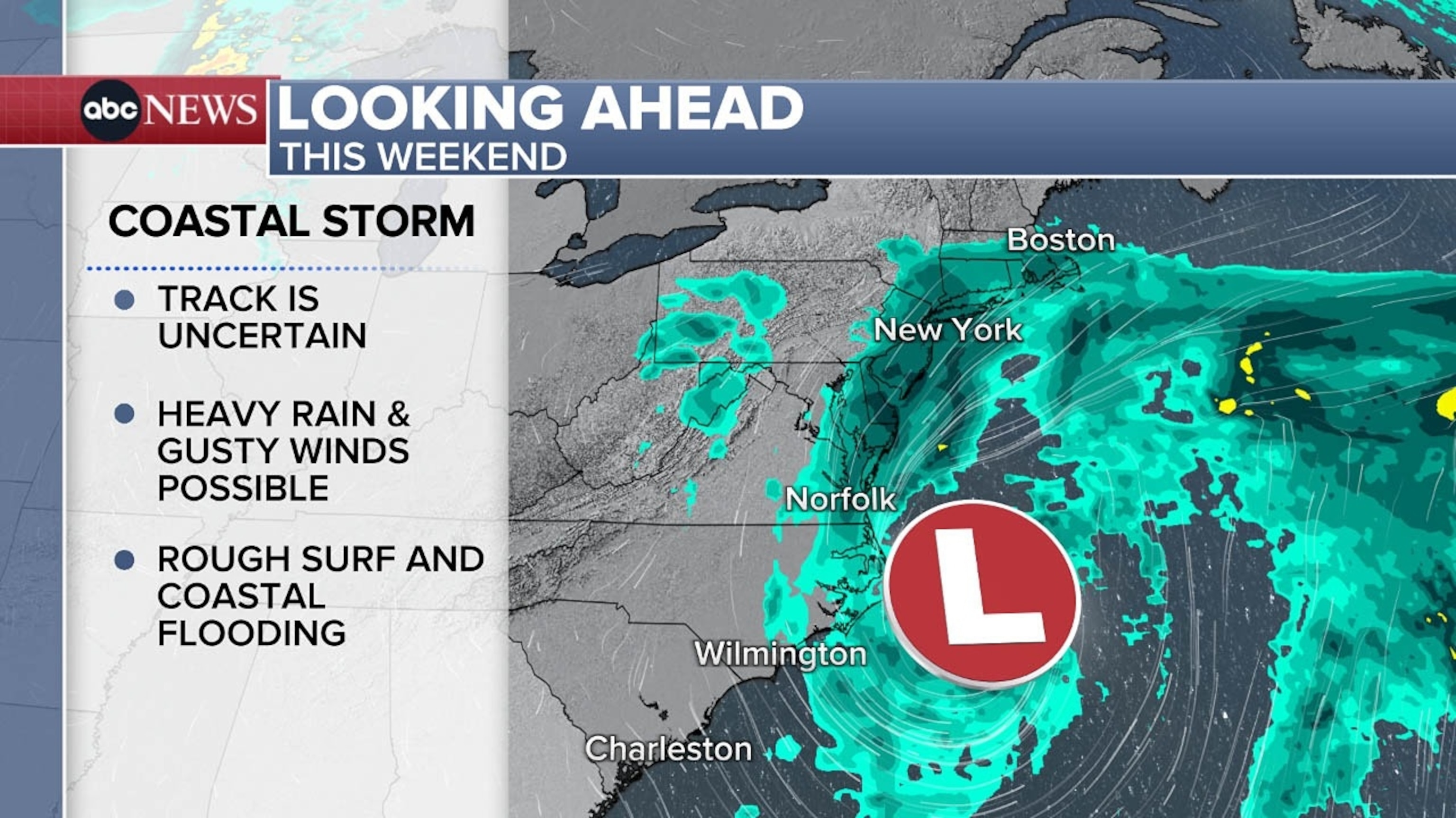 PHOTO: A coastal storm is expected to develop by the weekend off the Southeast coast.
